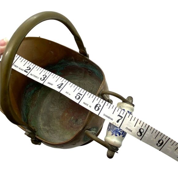 Copper Rustic Cauldron Coal Scuttle Vintage Metalware Hand Hammered Small Retro - Picture 9 of 16